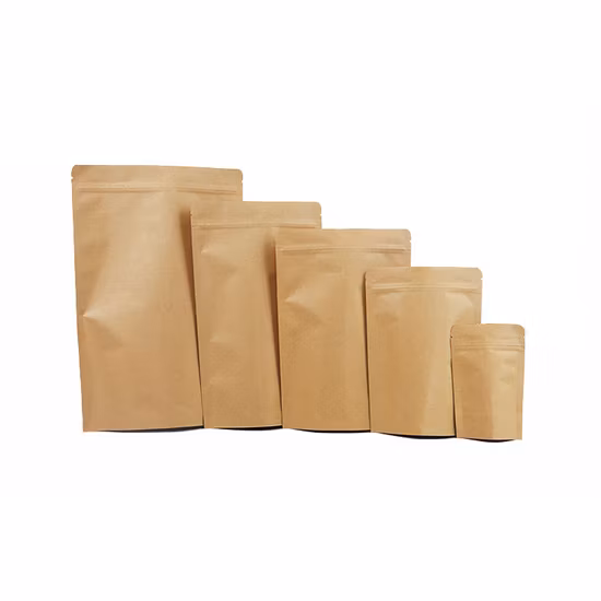 Custom Printed Biodegradable Zip Lock Stand up Packaging Pouch Zipper Waterproof Kraft Paper Bag for Coffee Bean, Tea, Pet Food